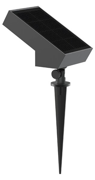 Lumisky LED solární bodový reflektor Soltek s kolíkem do země, antracitová barva, délka, stmívatelný, Černá, Hliník, Moderní