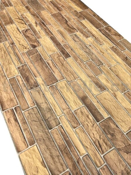 Obkladové panely 3D PVC 0014, cena za kus, rozměr 960 x 485 mm, břidlicový obklad hnědý, IMPOL TRADE