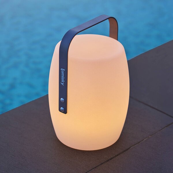 Lumisky LED stolní lampa na akumulátor Lucy ROCK, bílá/šedá, výška 30 cm,, Bílá / opál, Plast, Moderní, stojací lampa