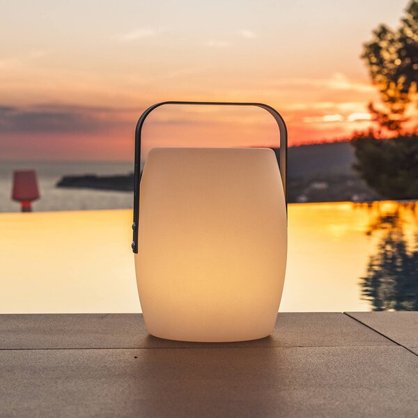 Lumisky LED stolní lampa na akumulátor Lucy ROCK, bílá/šedá, výška 30 cm,, Bílá / opál, Plast, Moderní, stojací lampa