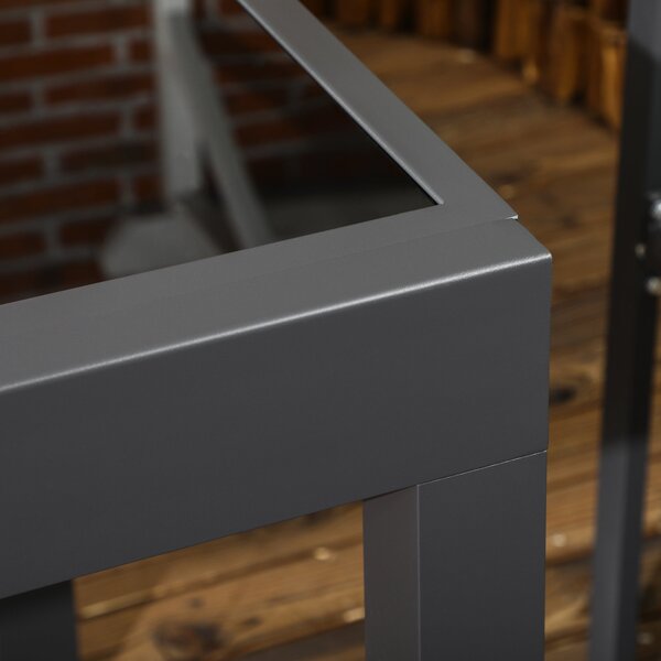 Rozkládací zahradní stůl Outsunny z hliníku s tvrzeným sklem pro 4-6 osob, nosnost 50 kg, rozměry 80-160x80x75 cm černý | Aosom