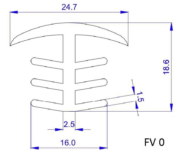 Gumový těsnící profil FV0 pro fotovoltaické panely - pro mezeru mezi FV panely 8-12mm, návin 13m, IMPOL TRADE