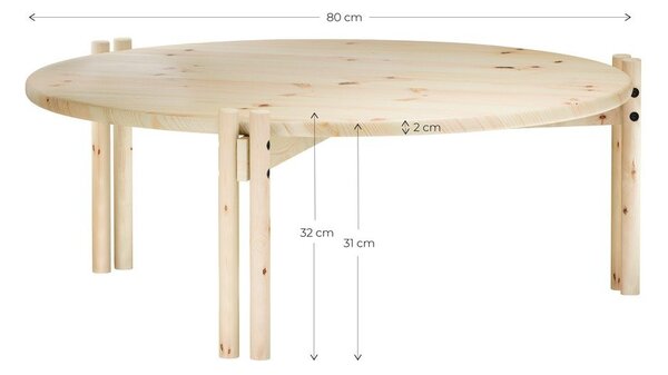 Červený kulatý konferenční stolek z borovicového dřeva ø 80 cm Sticks – Karup Design
