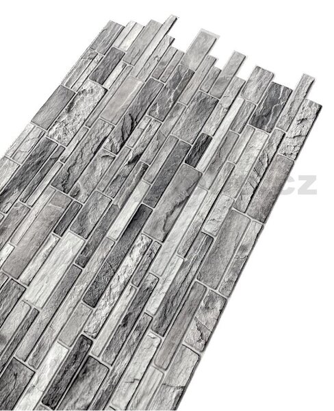Obkladové panely 3D PVC 0004, rozměr 960 x 485 mm, břidlicový obklad šedý, IMPOL TRADE