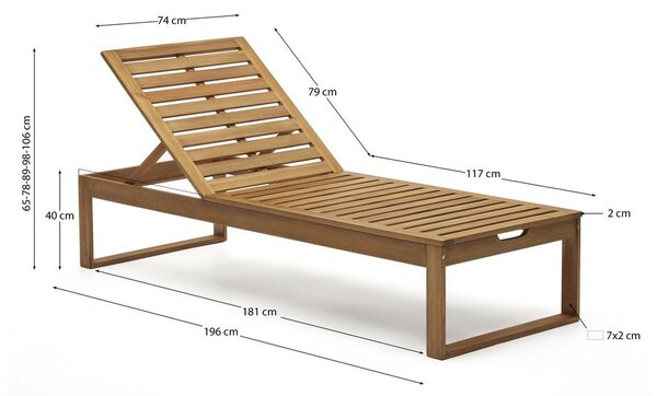 Dřevěné zahradní lehátko v přírodní barvě Sulamita – Kave Home