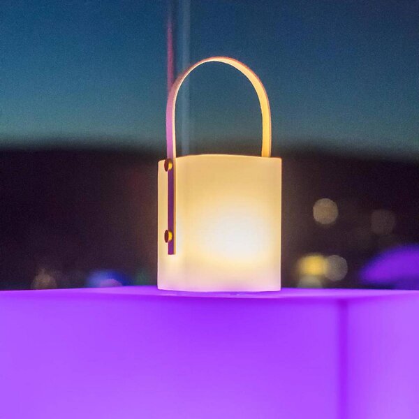 Lumisky LED stolní lampa Tiky na akumulátor, bílá, výška 27 cm, bambus/plast, stmívatelný, Světlé dřevo, Bambus