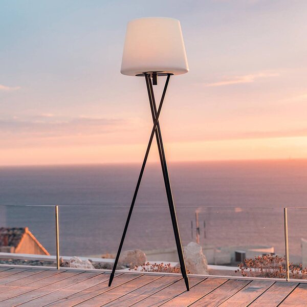 Lumisky LED stojací lampa TRY na akumulátor, bílá/černá, výška 150 cm, kovová, RGB, stmívatelný, Černá, kov, Moderní, stojací lampa