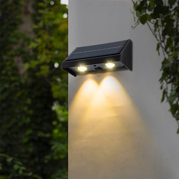 Lumisky LED solární nástěnné světlo Kyla, černá, šířka 11 cm, sada 4 ks, Černá, Plast, Moderní