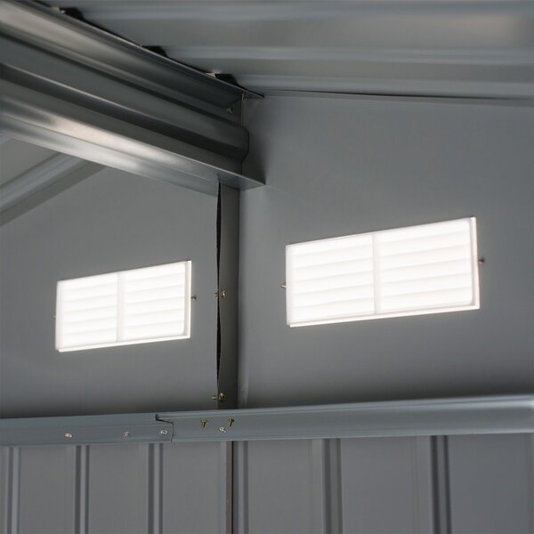 Zahradní shed Outsunny 4,9 m² 277x195x192 cm se skládacími dveřmi a šikmou střechou, zesílený základ (podlaha není součástí) a 4 tmavě zelená okna | A