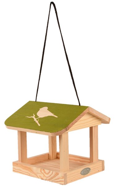 Závěsné krmítko pro ptáky Elisa, 19,5x24x24 cm, dřevo, hnědá/zelená