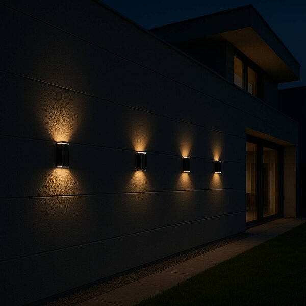 Lumisky LED solární nástěnné světlo Rody, černá, výška 16 cm, sada 2 ks, IP65, Černá, Plast, Moderní