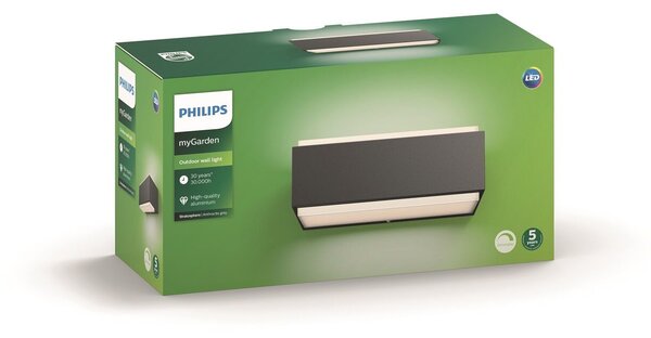 16487/93/P3 Stratosphere venkovní nástěnné LED svítidlo 2x4,5W 1000lm 4000K IP44, antracitové
