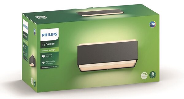 16487/93/P0 Stratosphere venkovní nástěnné LED svítidlo 2x4,5W 1000lm 2700K IP44, antracitové