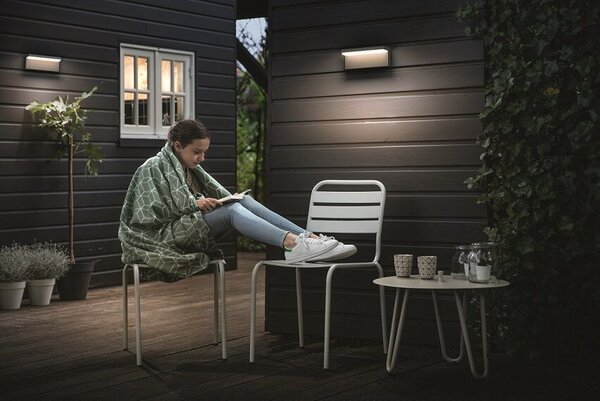 16483/93/P3 Bustan venkovní nástěnné LED svítidlo 2x4,5W 1000lm 4000K IP44, antracitové; stmívatelné