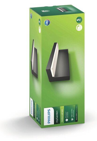16483/93/P3 Bustan venkovní nástěnné LED svítidlo 2x4,5W 1000lm 4000K IP44, antracitové; stmívatelné