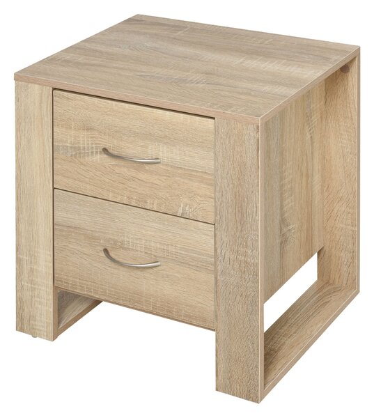 Noční stolek HOMCOM se zásuvkami a moderním stylem pro ložnici a obývací pokoj 48x39x54 cm Přirozený | Aosom