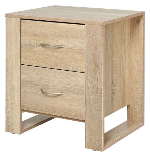 Noční stolek HOMCOM se zásuvkami a moderním stylem pro ložnici a obývací pokoj 48x39x54 cm Přirozený | Aosom
