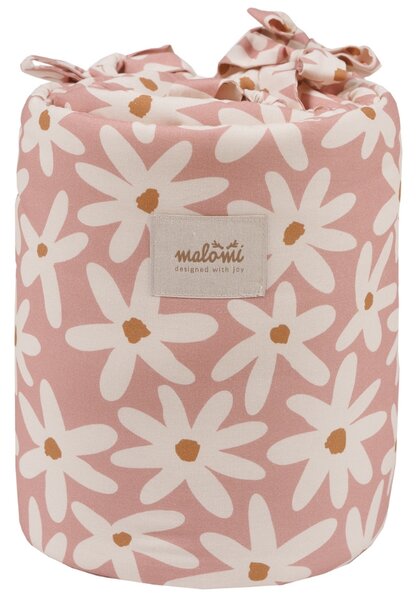 Malomi Kids Růžový bavlněný mantinel do postýlky Blush Daisies 180 cm