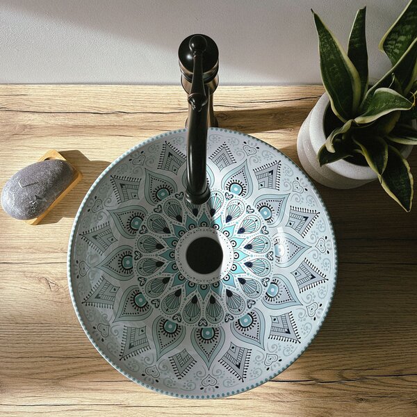 Rea Mandala, umyvadlo na desku 400x400x115 mm, vícebarevné, REA-U7502