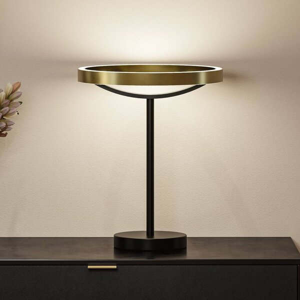 Paulmann LED stolní lampa Melira s osvětlením, černá/zlatá, výška 37 cm, stmívatelný, Černá, Obývací pokoj / jídelna, kov, Moderní