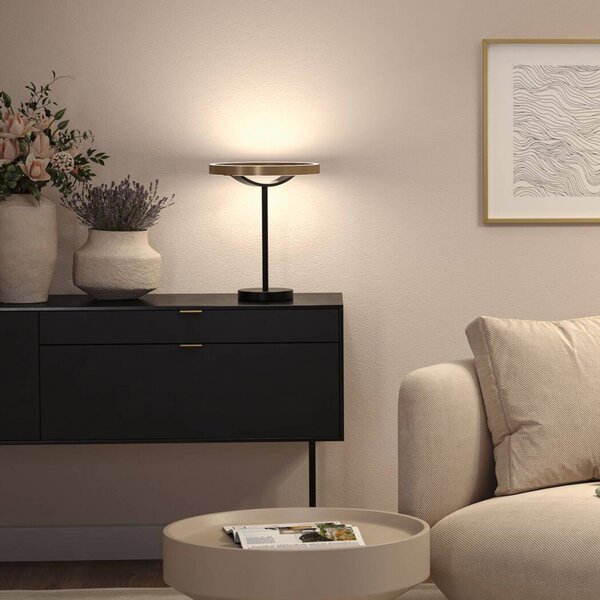 Paulmann LED stolní lampa Melira s osvětlením, černá/zlatá, výška 37 cm, stmívatelný, Černá, Obývací pokoj / jídelna, kov, Moderní