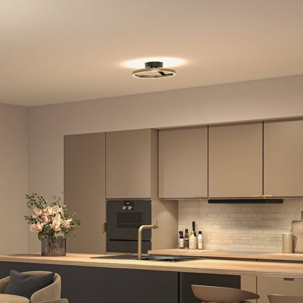 Paulmann LED stropní svítidlo Melira, černá/zlatá, Ø 38 cm, kov, stmívatelný, Černá, Obývací pokoj / jídelna, kov, Moderní