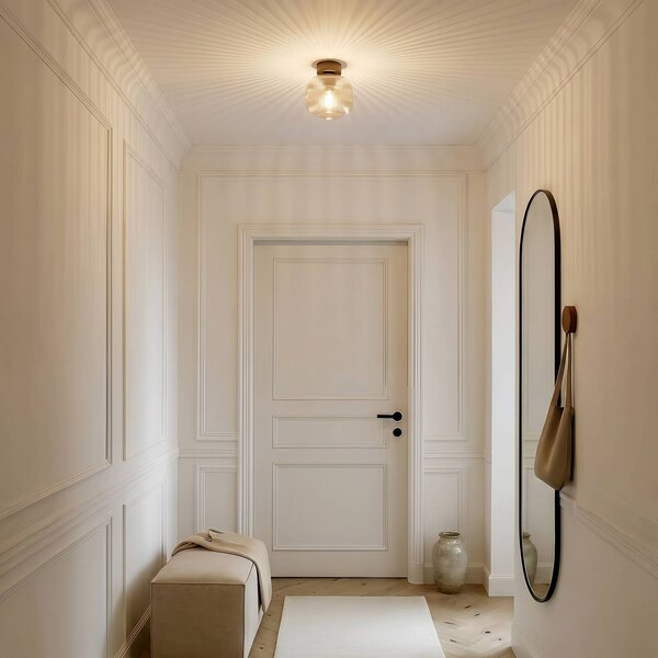 TK Lighting Stropní světlo Salvia, hnědá/koňaková, sklo, Ø 15 cm, E14, stmívatelný, Hnědá / rez, Obývací pokoj / jídelna, Sklo