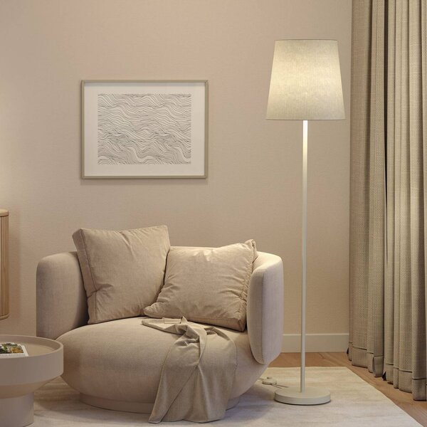Paulmann Stojací lampa Stellan, krémová, výška 161 cm, látka/kov, Krémová / jantar, Obývací pokoj / jídelna, kov, Moderní