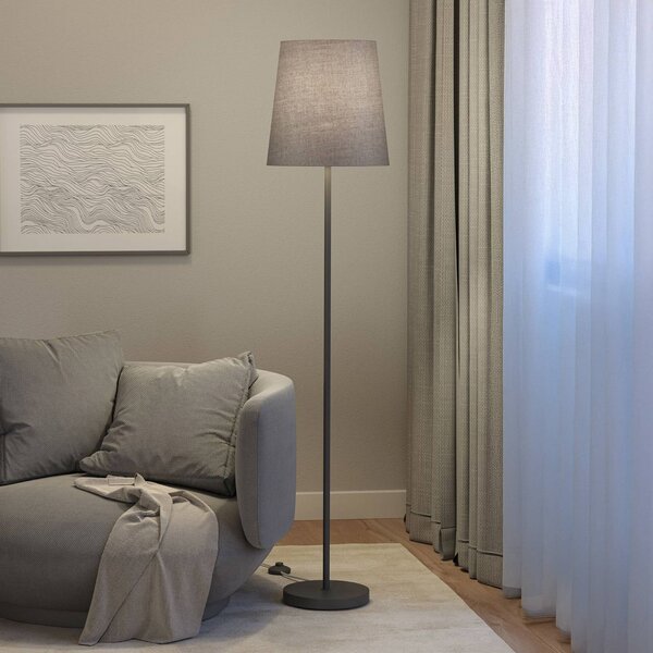 Paulmann Stojací lampa Stellan, šedá, výška 161 cm, látka/kov, Hliník / šedá / zinek, Obývací pokoj / jídelna, kov, Moderní