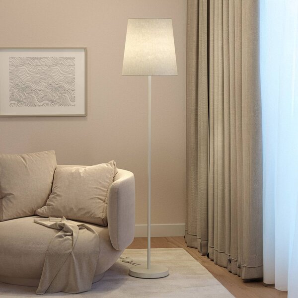 Paulmann Stojací lampa Stellan, krémová, výška 161 cm, látka/kov, Krémová / jantar, Obývací pokoj / jídelna, kov, Moderní