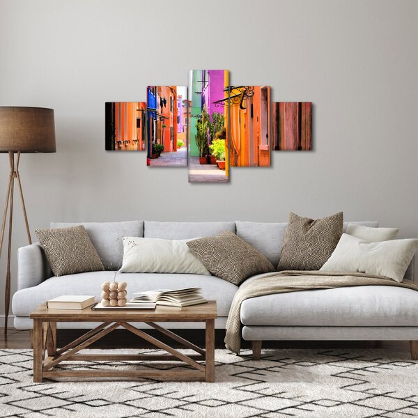 Obraz - Barevné domy v Buranu, Benátky (125x70 cm)