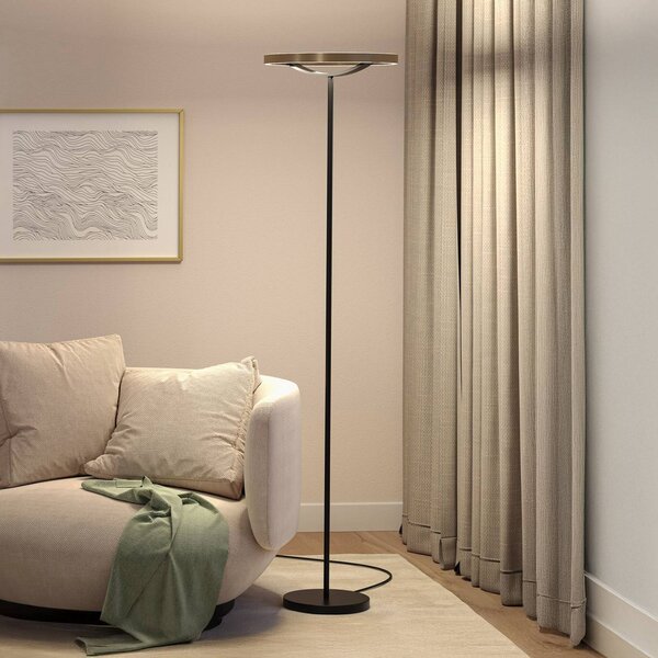 Paulmann LED stojací lampa Melira, černá/zlatá, výška 157 cm, stmívatelný, Černá, Obývací pokoj / jídelna, kov, Moderní