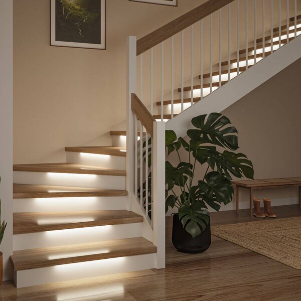 Paulmann – přídavný LED pásek MaxLED Stair, 3 × 50 cm, 2 700 K, stmívatelný, Bílá / opál, Chodba, Měď