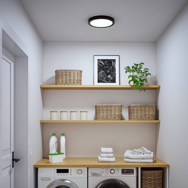 Paulmann LED stropní svítidlo Abia 2, Ø 30 cm, černé,, Černá, Obývací pokoj / jídelna, Plast, Moderní