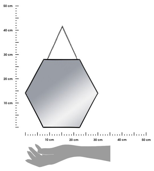 Závěsné zrcadlo Hexagon, černé, sada 3ks