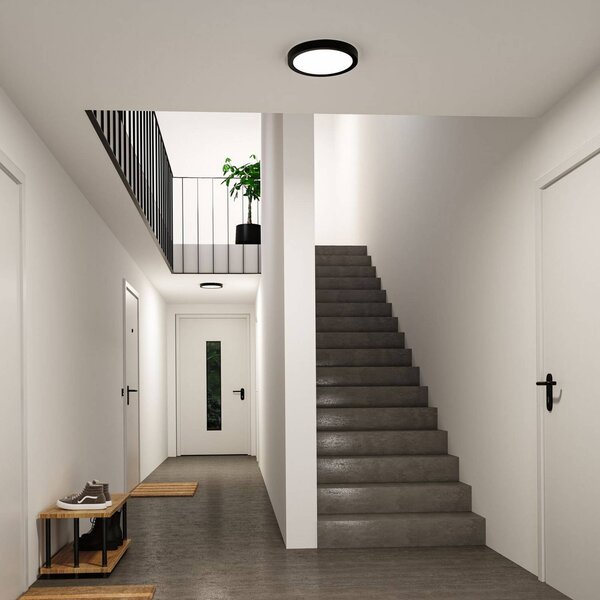 Paulmann LED stropní svítidlo Abia 2, Ø 30 cm, černé,, Černá, Obývací pokoj / jídelna, Plast, Moderní
