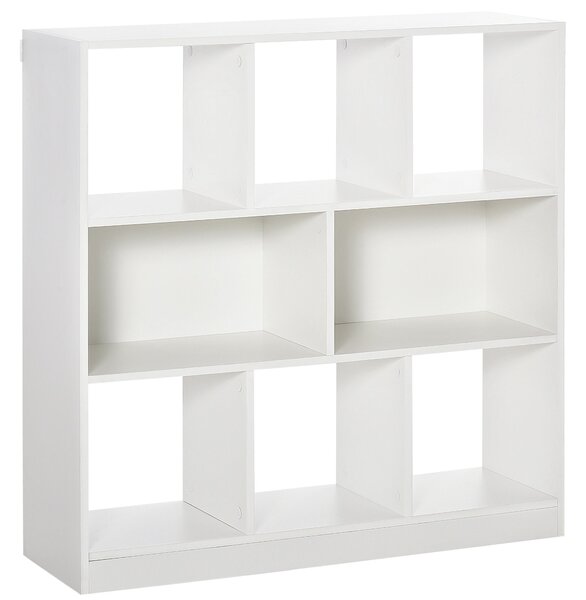 HOMCOM Knihovna s 8 Přihrádkami, Moderní Policový Stojan do Obývacího Pokoje, Ložnice, Kanceláře 97,5x30x100 cm Bílý | Aosom