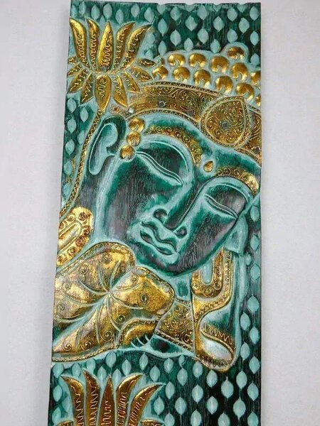 Závěsná dekorace BUDHA zelený, 120 cm, exotické dřevo, ruční práce