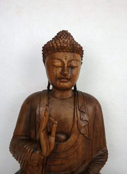 Socha BUDHA sedící, 80 cm, exotické dřevo, ruční práce, Thajsko (Veliká socha BUDHY)