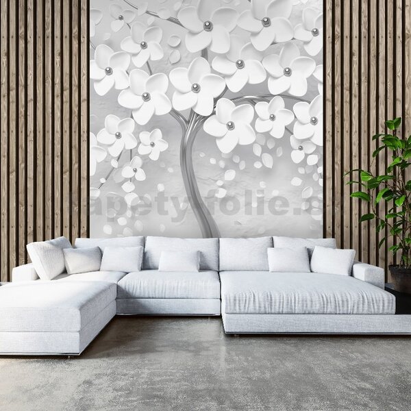 Vliesové fototapety 14215V8, rozměr 368 cm x 254 cm, rozkvetlý strom bílý, IMPOL TRADE