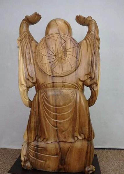 Socha HAPPY BUDHA 100 cm, exotické dřevo, ruční práce, Indonésie