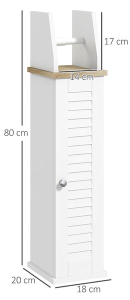 Kleankin Moderní Koupelnová Skříňka s Nastavitelnými Policemi a Držákem na Toaletní Papír 18x20x80 cm Bílá | Aosom