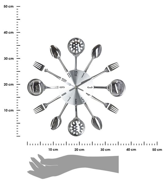 Nástěnné hodiny Cutlery, chromová