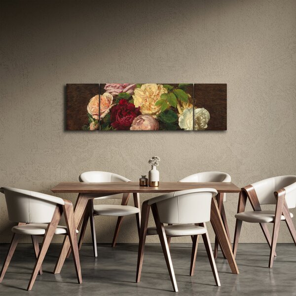 Obraz - Henri Fantin-Latour, Roses de Nice on a Table, reprodukce (170x50 cm)