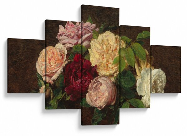 Obraz - Henri Fantin-Latour, Roses de Nice on a Table, reprodukce (125x70 cm)