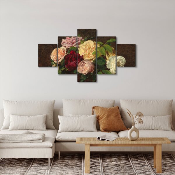 Obraz - Henri Fantin-Latour, Roses de Nice on a Table, reprodukce (125x70 cm)
