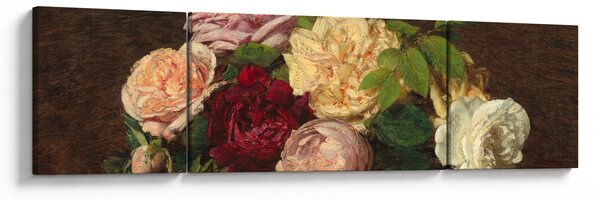 Obraz - Henri Fantin-Latour, Roses de Nice on a Table, reprodukce (170x50 cm)