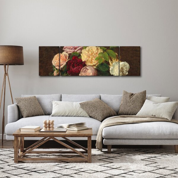 Obraz - Henri Fantin-Latour, Roses de Nice on a Table, reprodukce (170x50 cm)