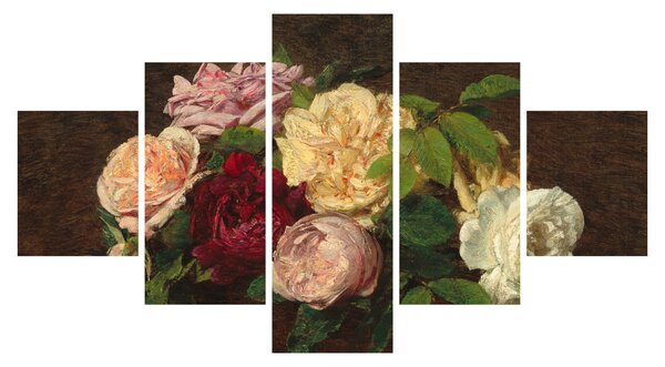 Obraz - Henri Fantin-Latour, Roses de Nice on a Table, reprodukce (125x70 cm)