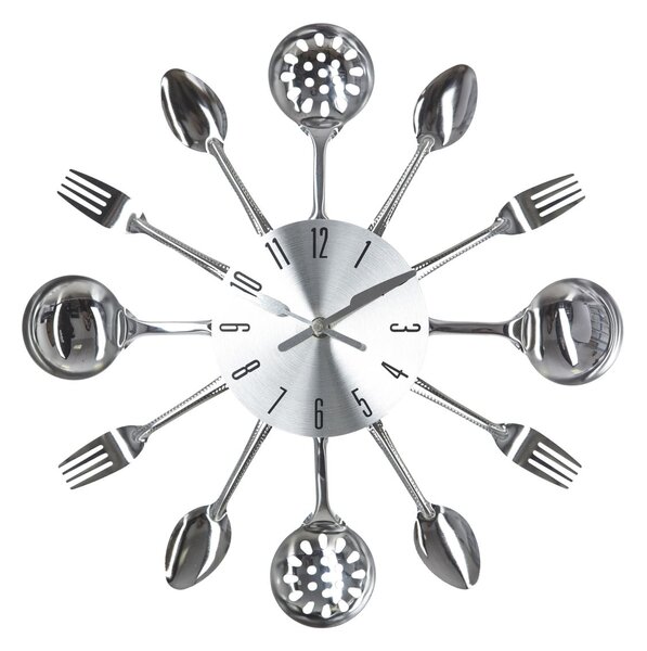 Nástěnné hodiny Cutlery, chromová